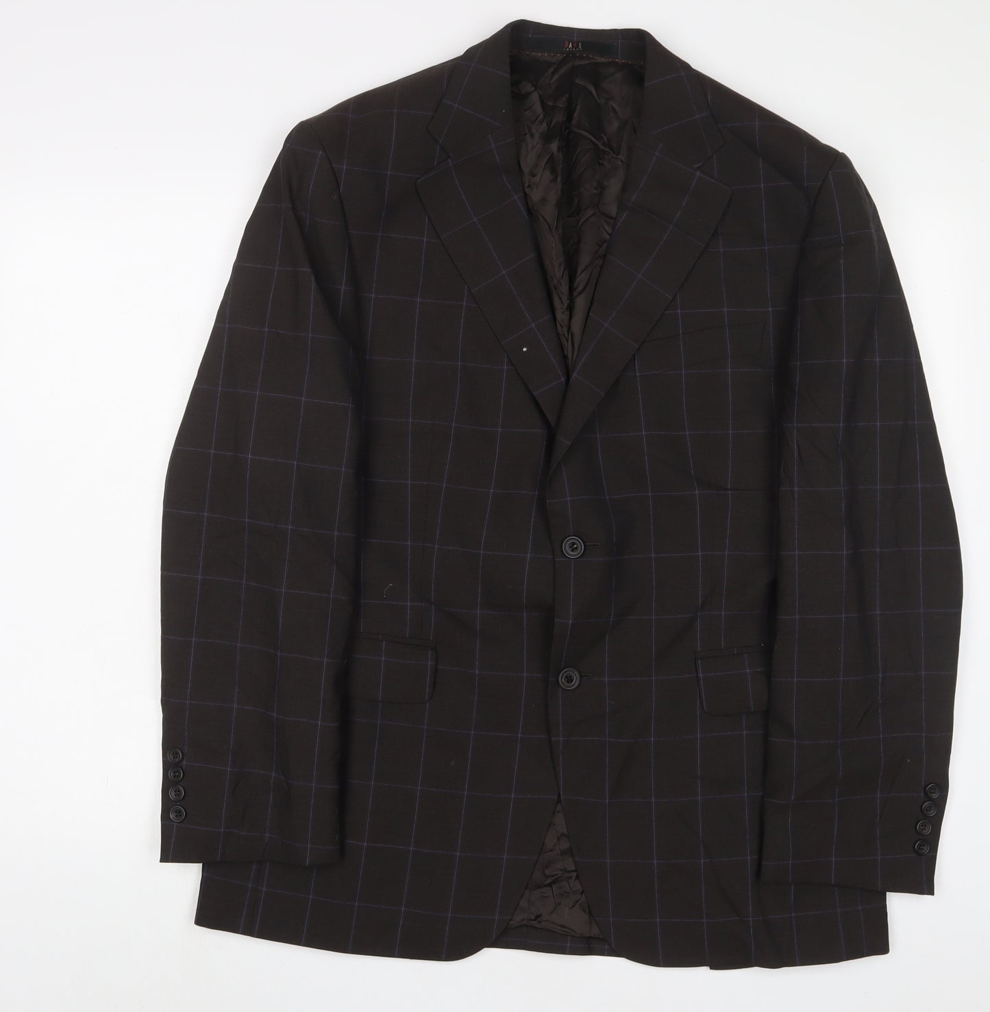 DAKS Mens Brown Check Wool Jacket Suit Jacket Size 40 Regular