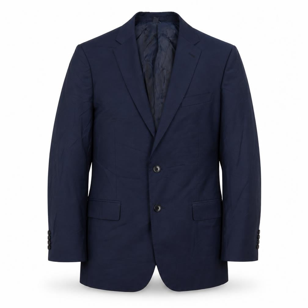 Front view of Autograph men’s blue polyester jacket suit jacket, size 42, regular
