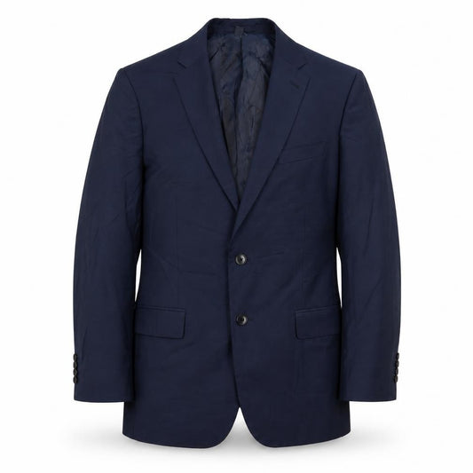 Front view of Autograph men’s blue polyester jacket suit jacket, size 42, regular