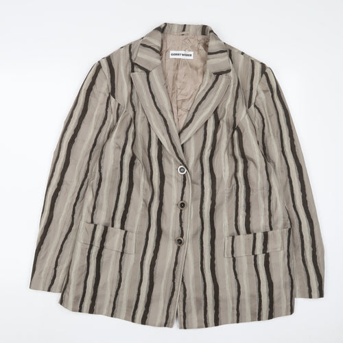 Gerry Weber Womens Brown Striped Jacket Blazer Size 20 Button