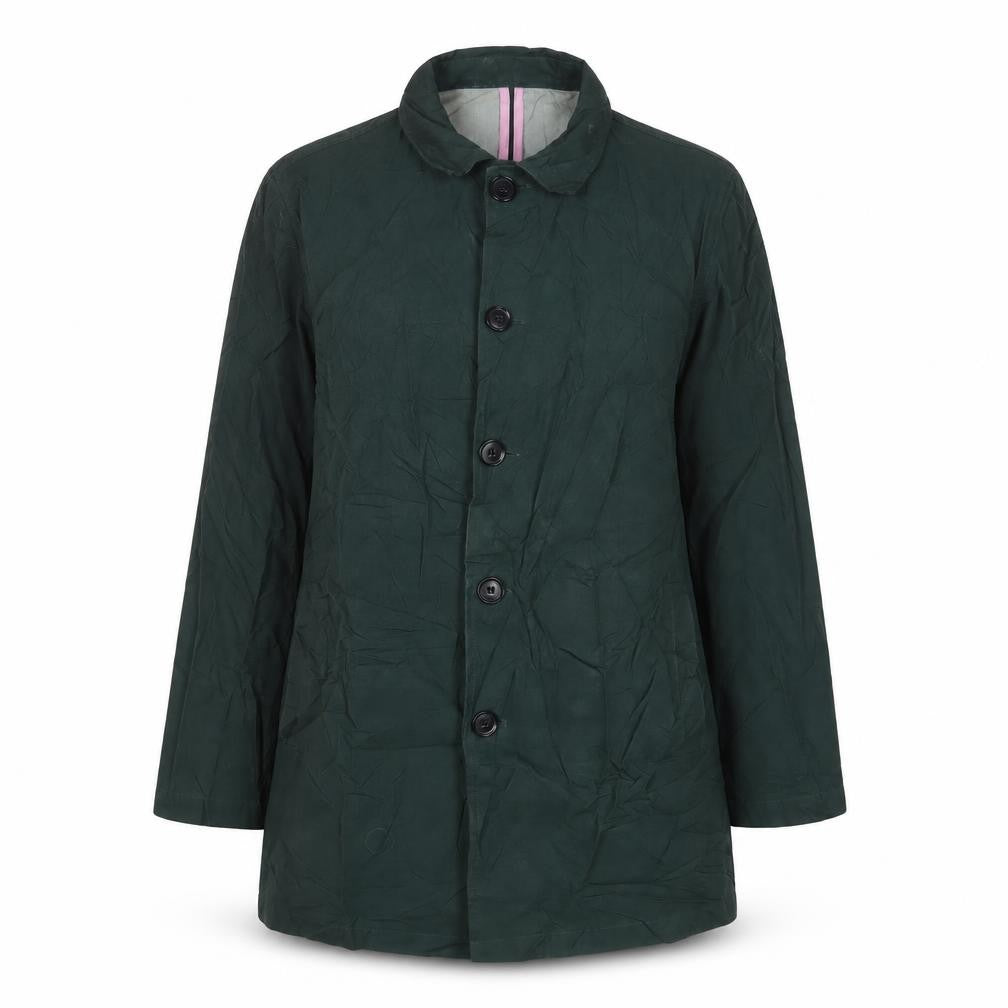 Front view of Hymn women’s green jacket, size L, button
