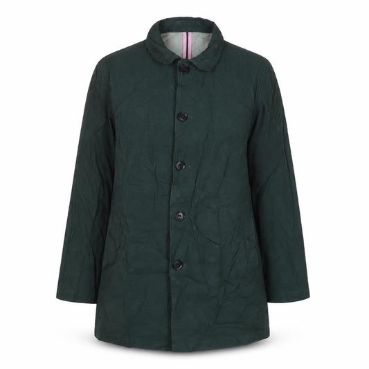 Front view of Hymn women’s green jacket, size L, button