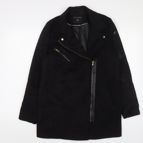 Dorothy Perkins Womens Black Overcoat Coat Size 12 Zip