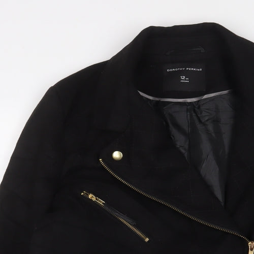 Dorothy Perkins Womens Black Overcoat Coat Size 12 Zip