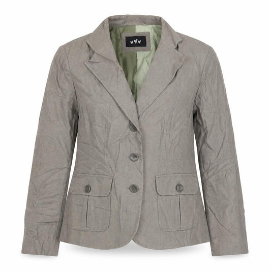 Front view of Per Una women’s green jacket blazer, size UK 12, button