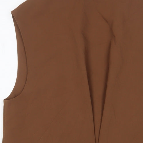 Zara Womens Brown Jacket Waistcoat Size L Button