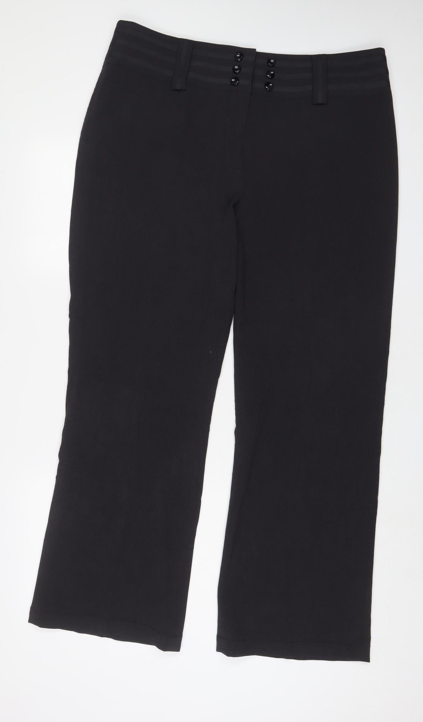 Per Una Womens Black Polyester Trousers Size 10 L31 in Regular Zip