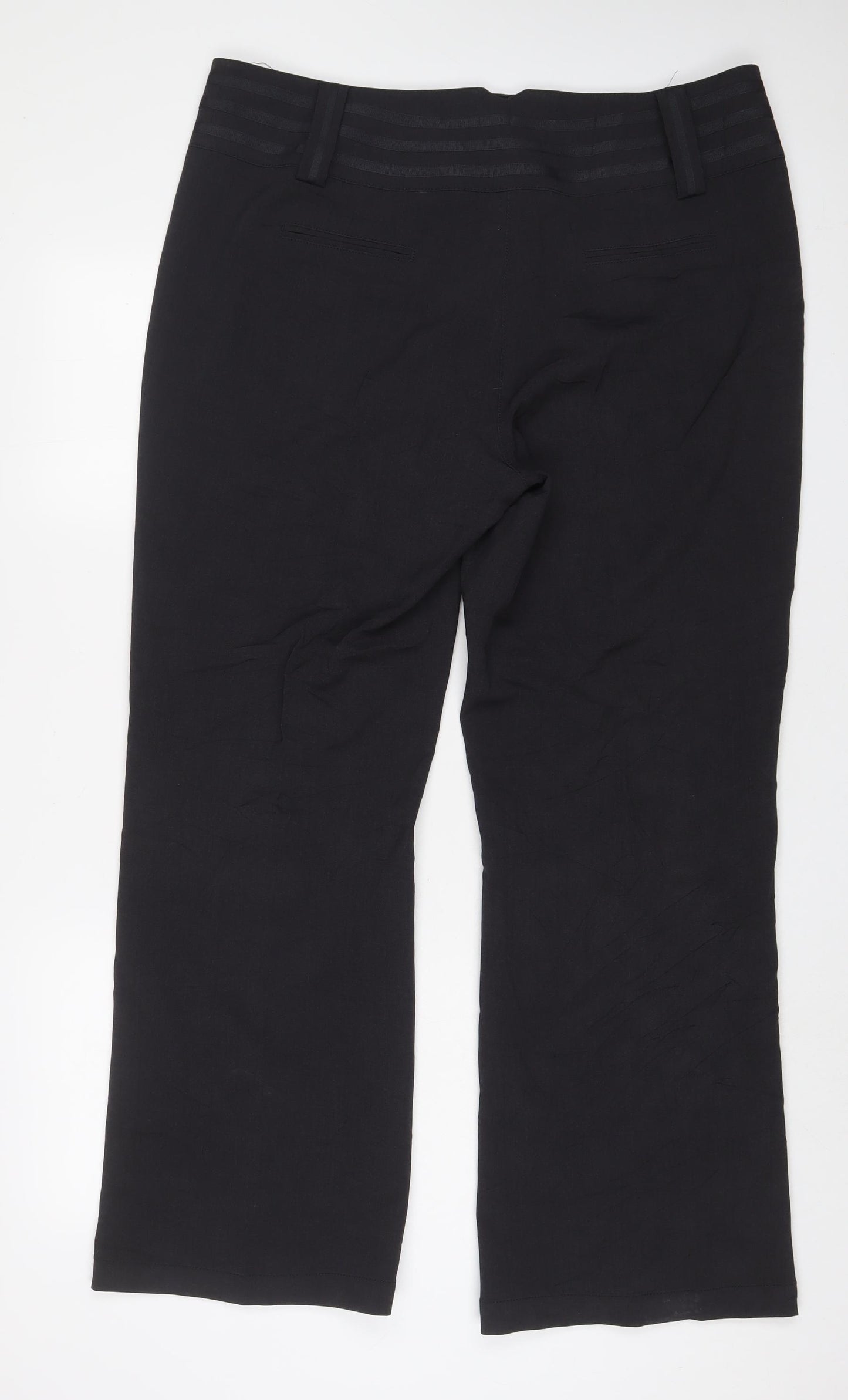 Per Una Womens Black Polyester Trousers Size 10 L31 in Regular Zip