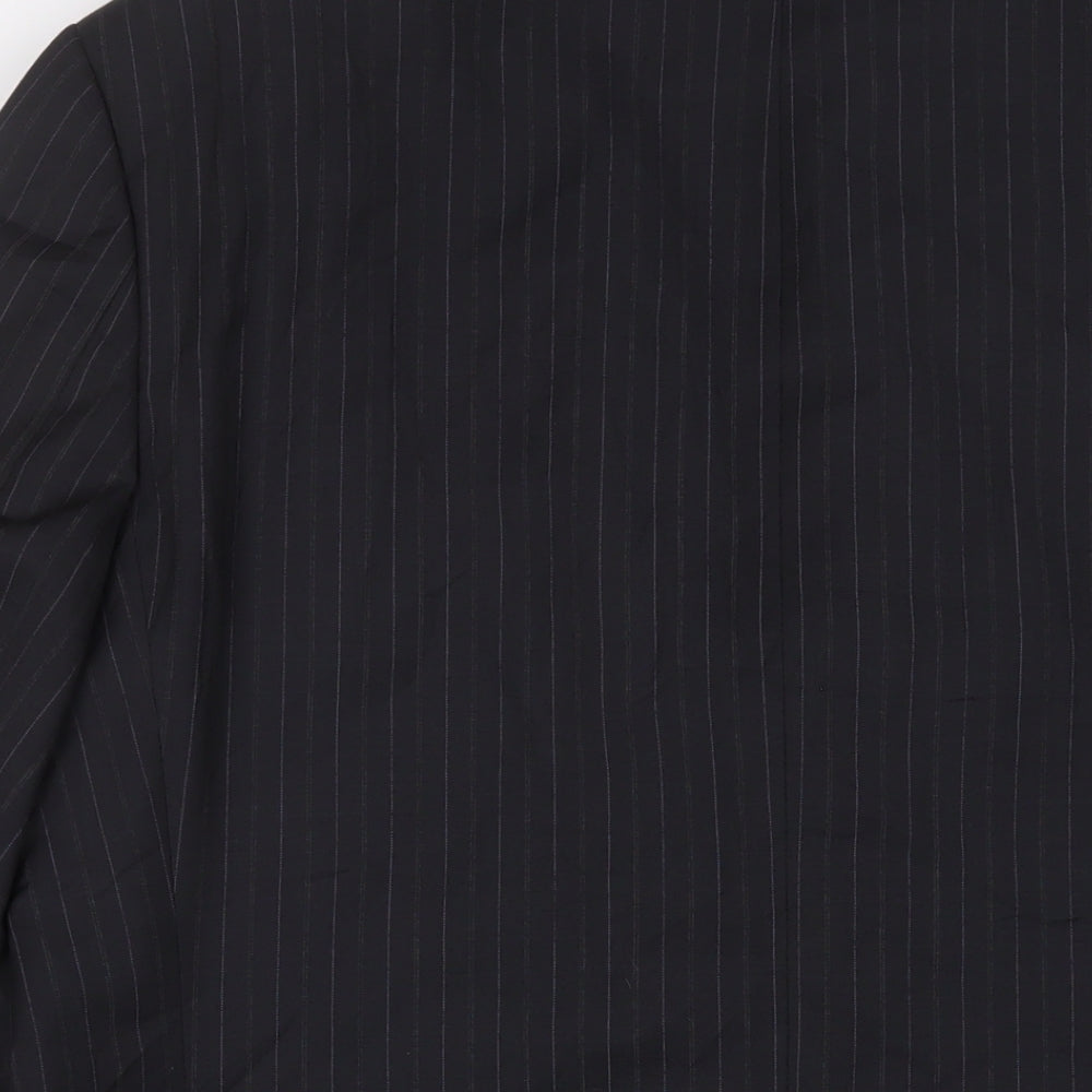 Marks and Spencer Mens Black Striped Wool Jacket Suit Jacket Size 44 Regular