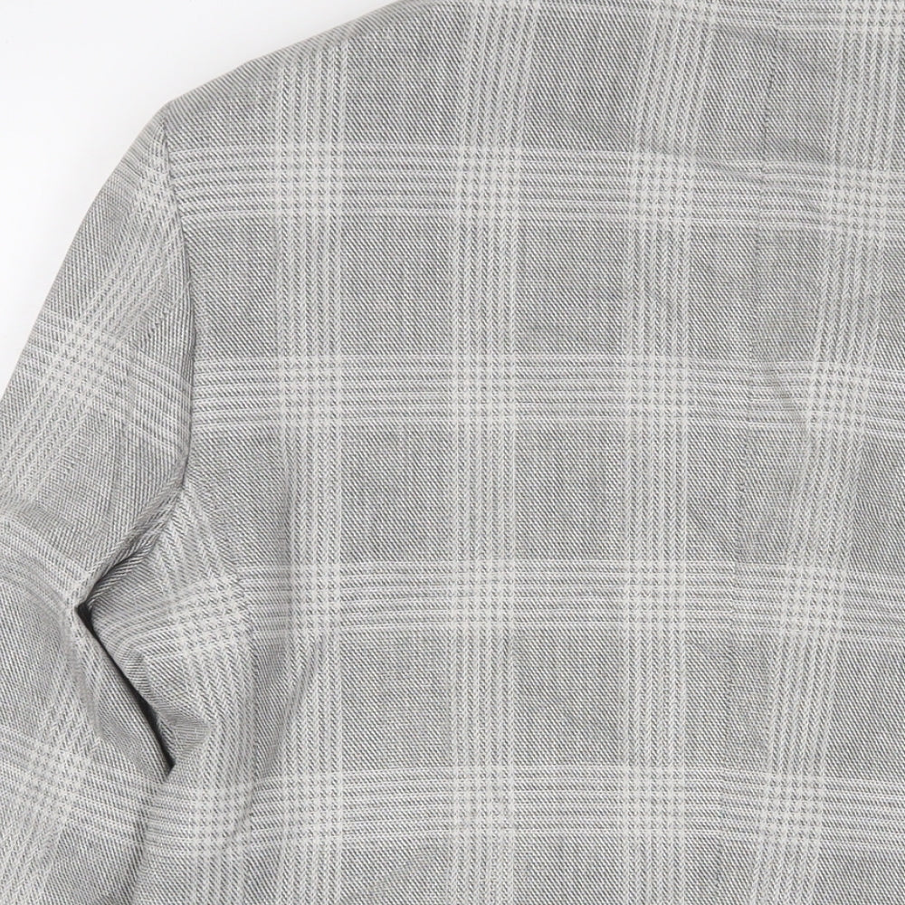 Marks and Spencer Mens Grey Plaid Polyester Jacket Suit Jacket Size 40 Regular