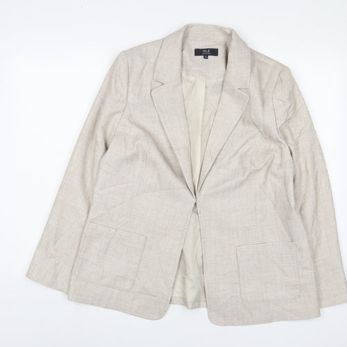 EWM Womens Beige Jacket Blazer Size 16 Button