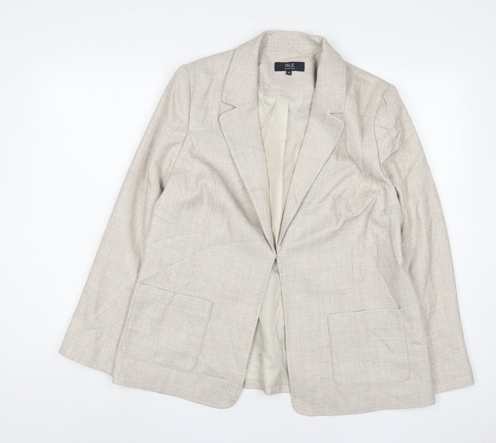 EWM Womens Beige Jacket Blazer Size 16 Button