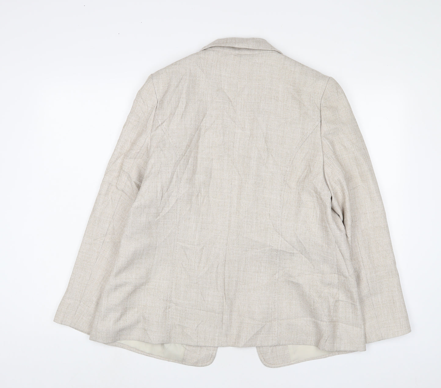 EWM Womens Beige Jacket Blazer Size 16 Button