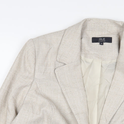 EWM Womens Beige Jacket Blazer Size 16 Button