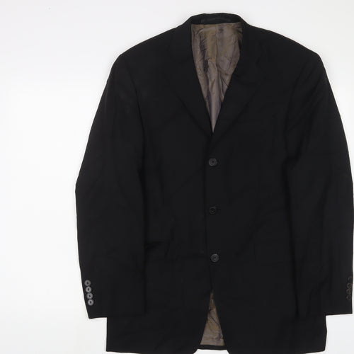 Toni Guard Mens Black Wool Jacket Suit Jacket Size 40 Regular