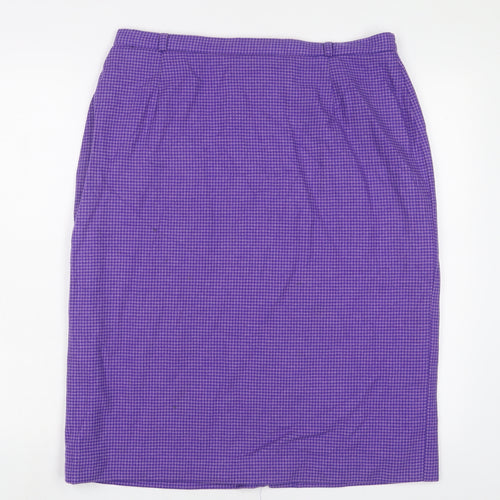 Eastex Womens Purple Herringbone Wool A-Line Skirt Size 16 Zip