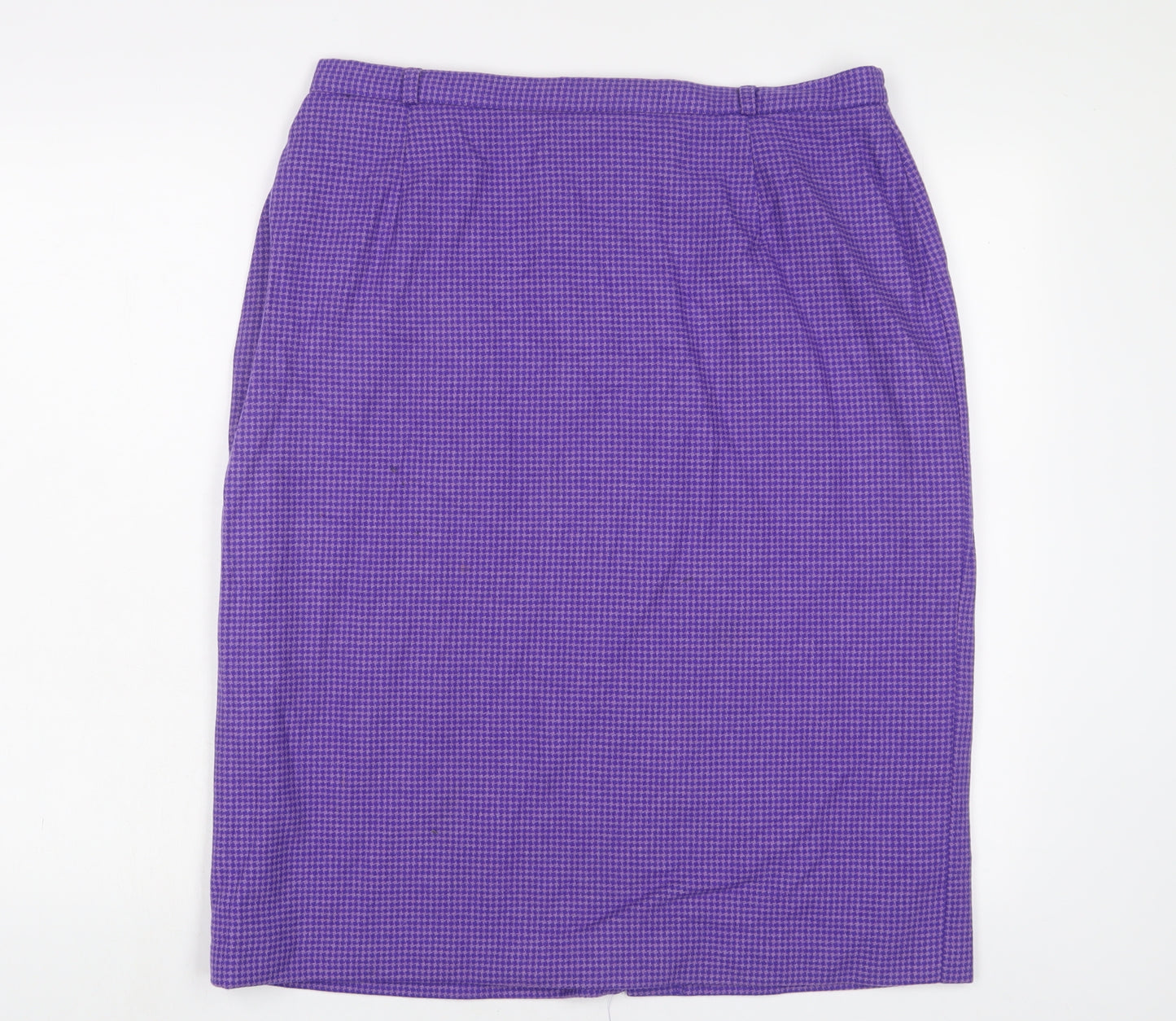 Eastex Womens Purple Herringbone Wool A-Line Skirt Size 16 Zip