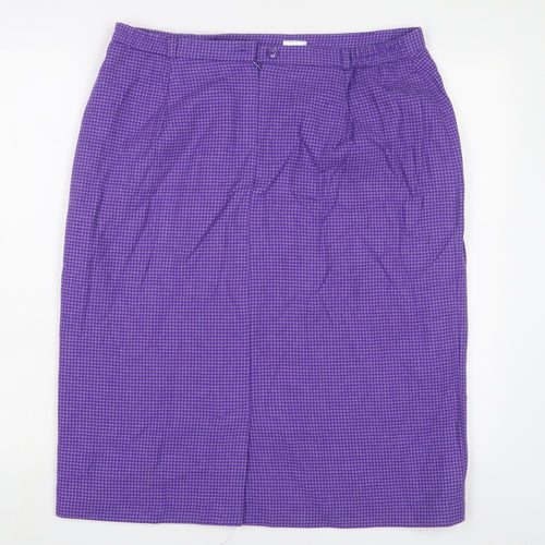 Eastex Womens Purple Herringbone Wool A-Line Skirt Size 16 Zip