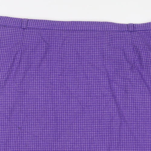 Eastex Womens Purple Herringbone Wool A-Line Skirt Size 16 Zip