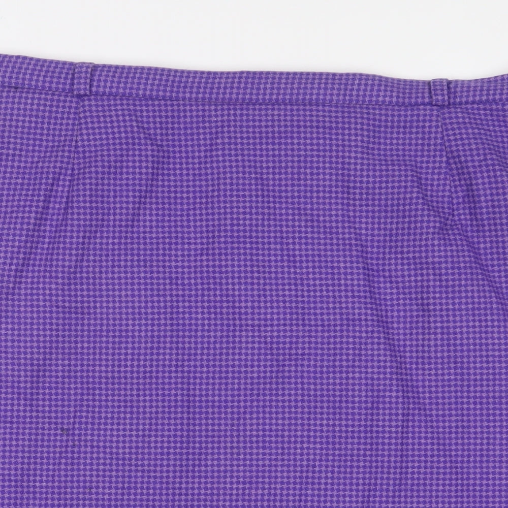 Eastex Womens Purple Herringbone Wool A-Line Skirt Size 16 Zip