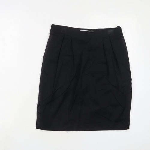 Malene Birger Womens Black Wool A-Line Skirt Size 8 Zip