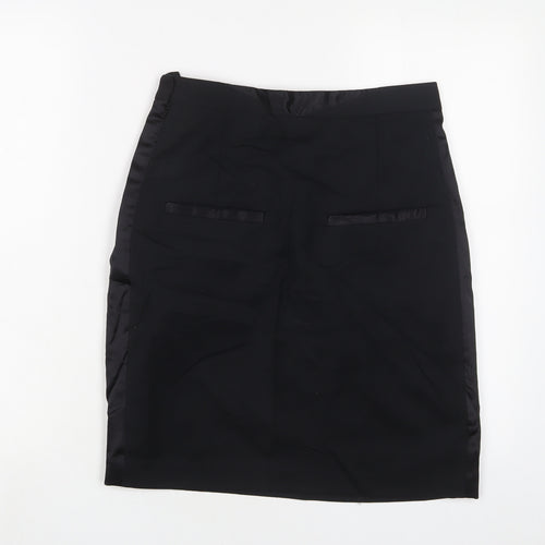 Malene Birger Womens Black Wool A-Line Skirt Size 8 Zip