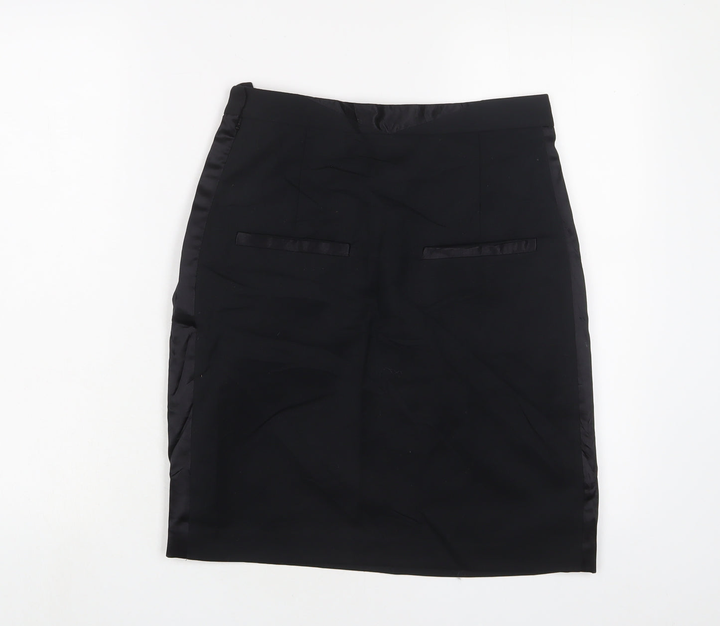 Malene Birger Womens Black Wool A-Line Skirt Size 8 Zip