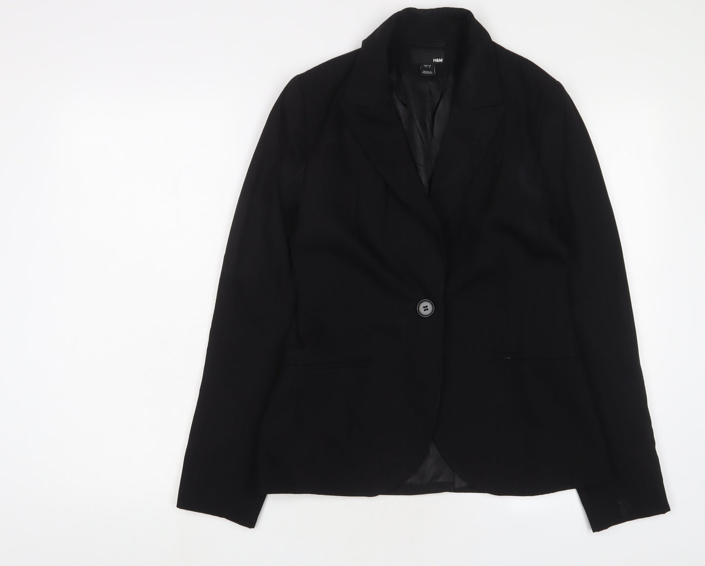 H&M Womens Black Jacket Blazer Size 10 Button