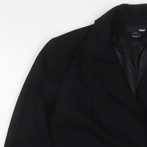 H&M Womens Black Jacket Blazer Size 10 Button