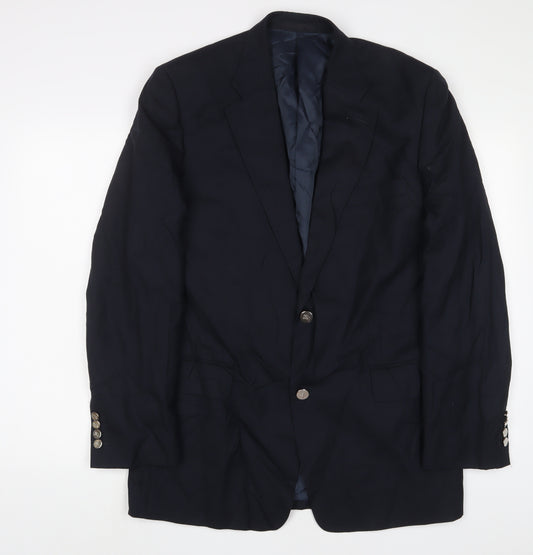 Jaeger Mens Blue Wool Jacket Suit Jacket Size 42 Regular