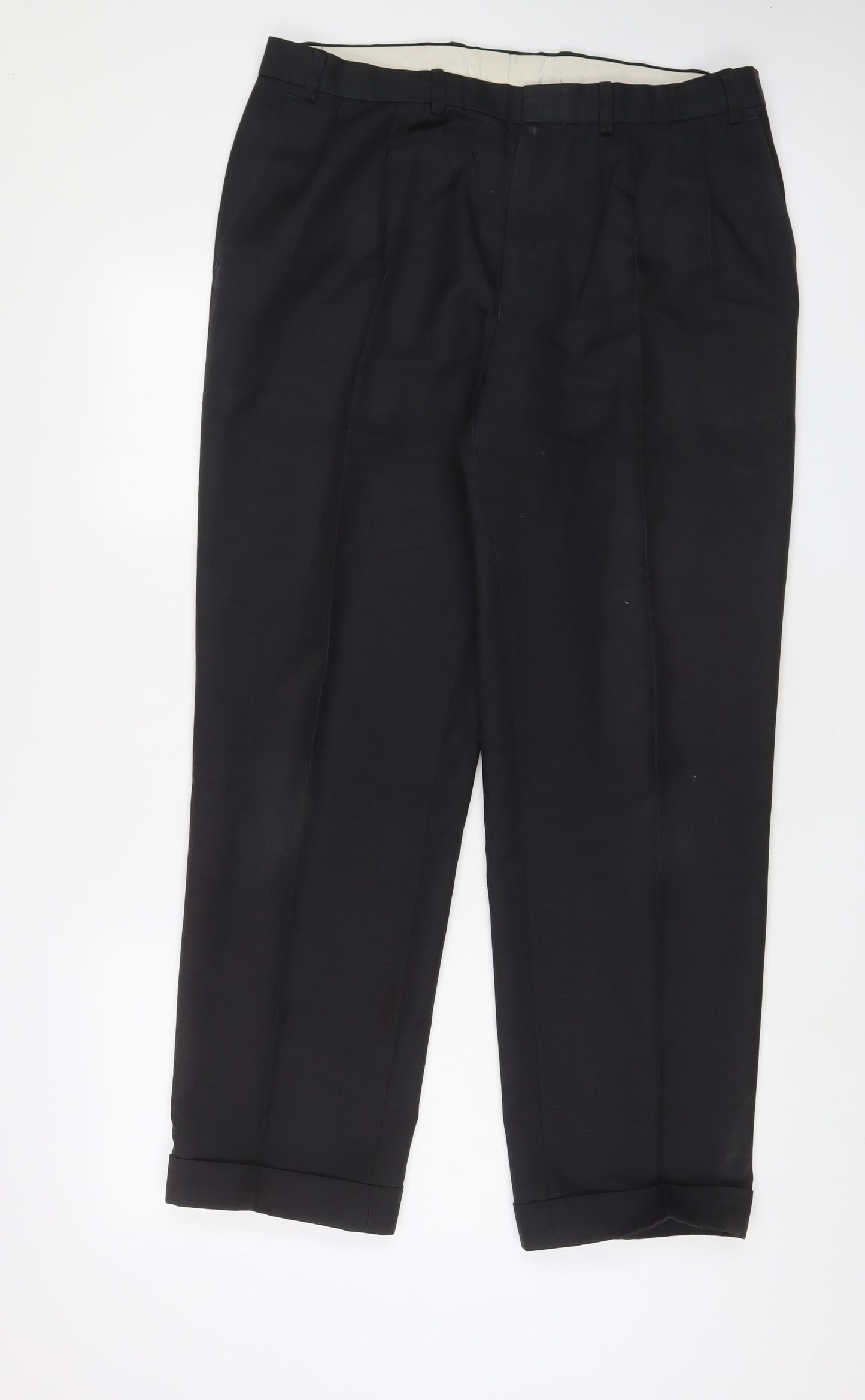 Marks and Spencer Mens Grey Polyester Trousers Size 36 in L31 in Regular Hook & Eye