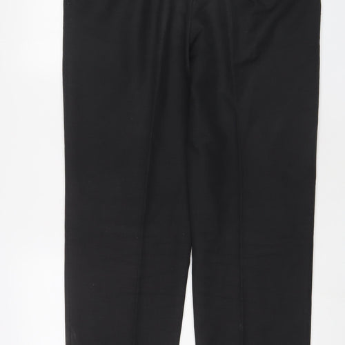 Marks and Spencer Mens Grey Polyester Trousers Size 36 in L31 in Regular Hook & Eye