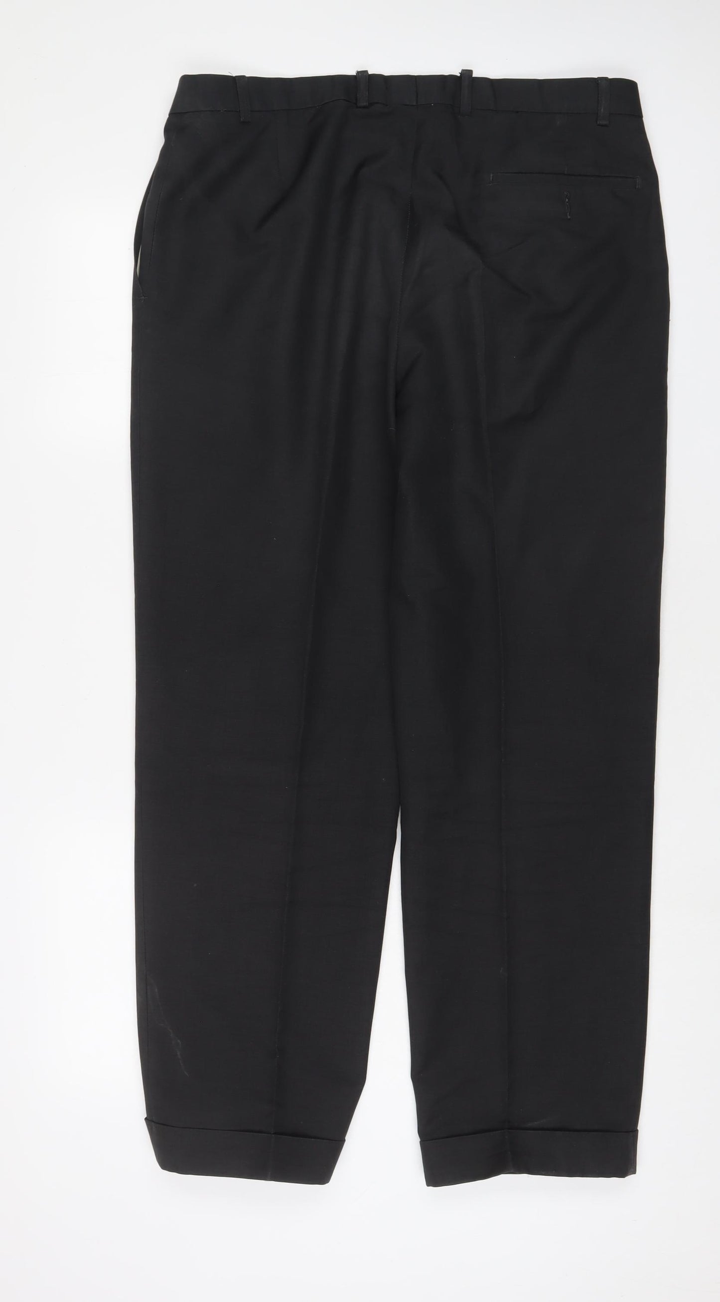 Marks and Spencer Mens Grey Polyester Trousers Size 36 in L31 in Regular Hook & Eye