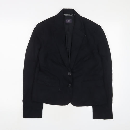 Marks and Spencer Womens Black Jacket Blazer Size 12 Button