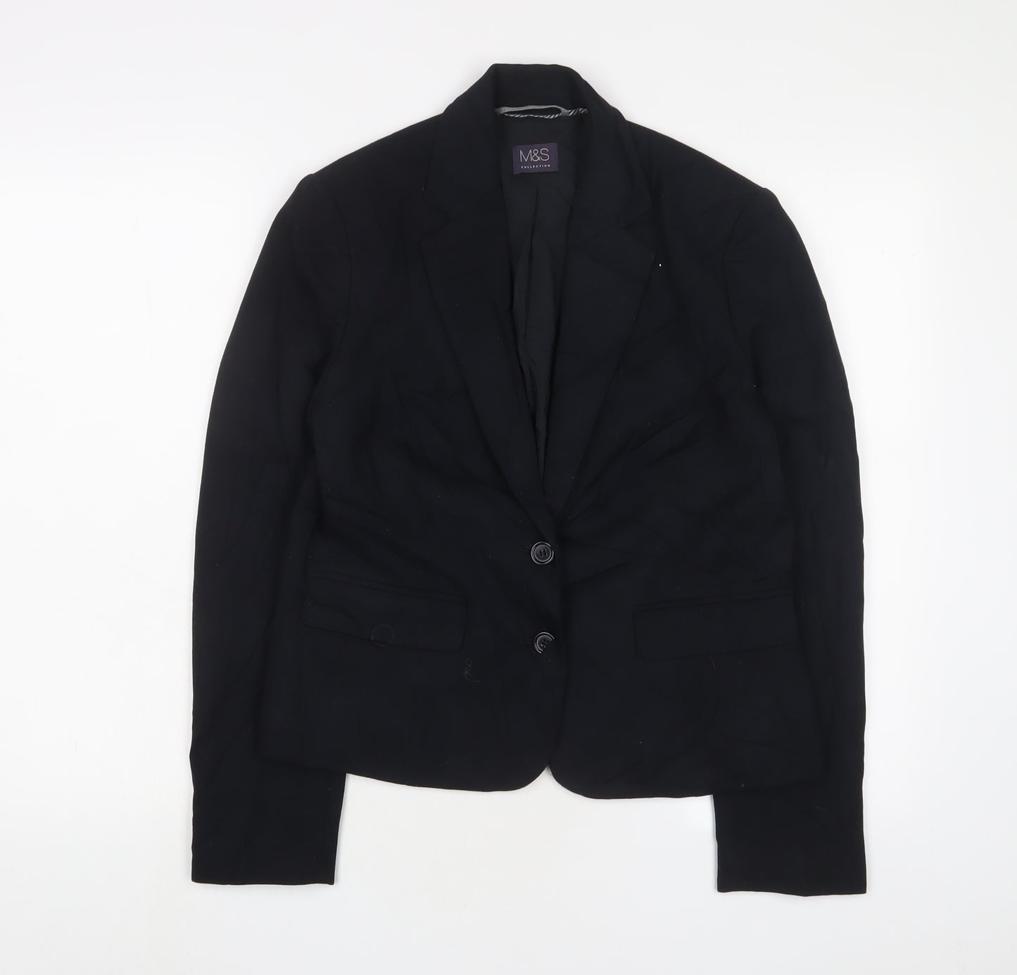 Marks and Spencer Womens Black Jacket Blazer Size 12 Button