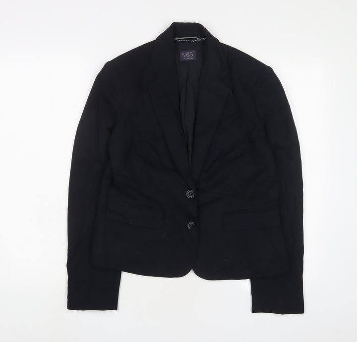 Marks and Spencer Womens Black Jacket Blazer Size 12 Button