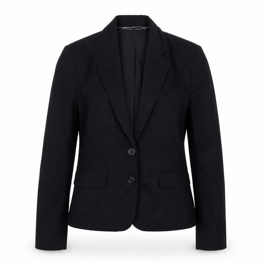 Front view of Marks & Spencer women’s black jacket blazer, size UK 12, button