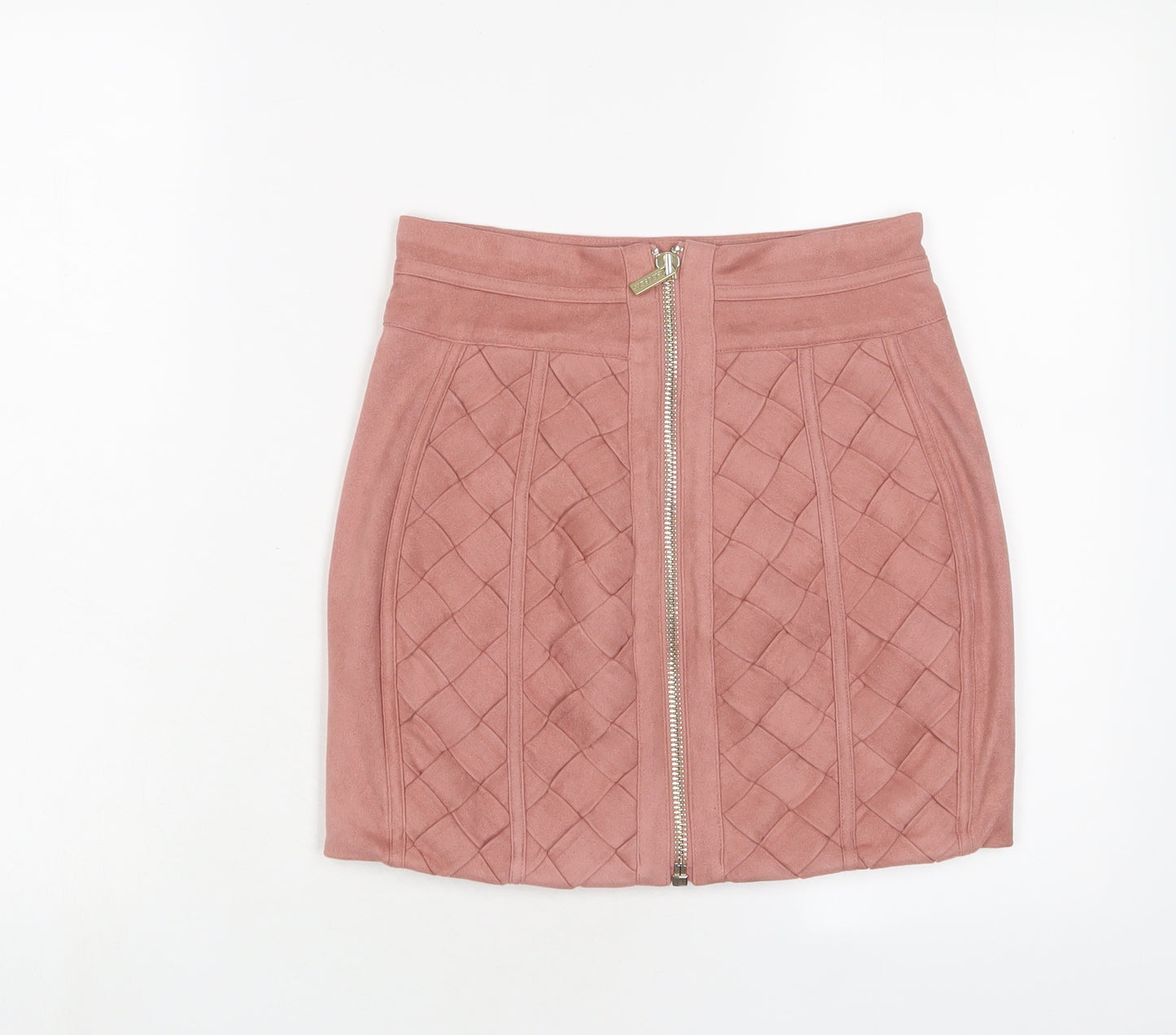 House of London Womens Pink Polyester A-Line Skirt Size S Zip