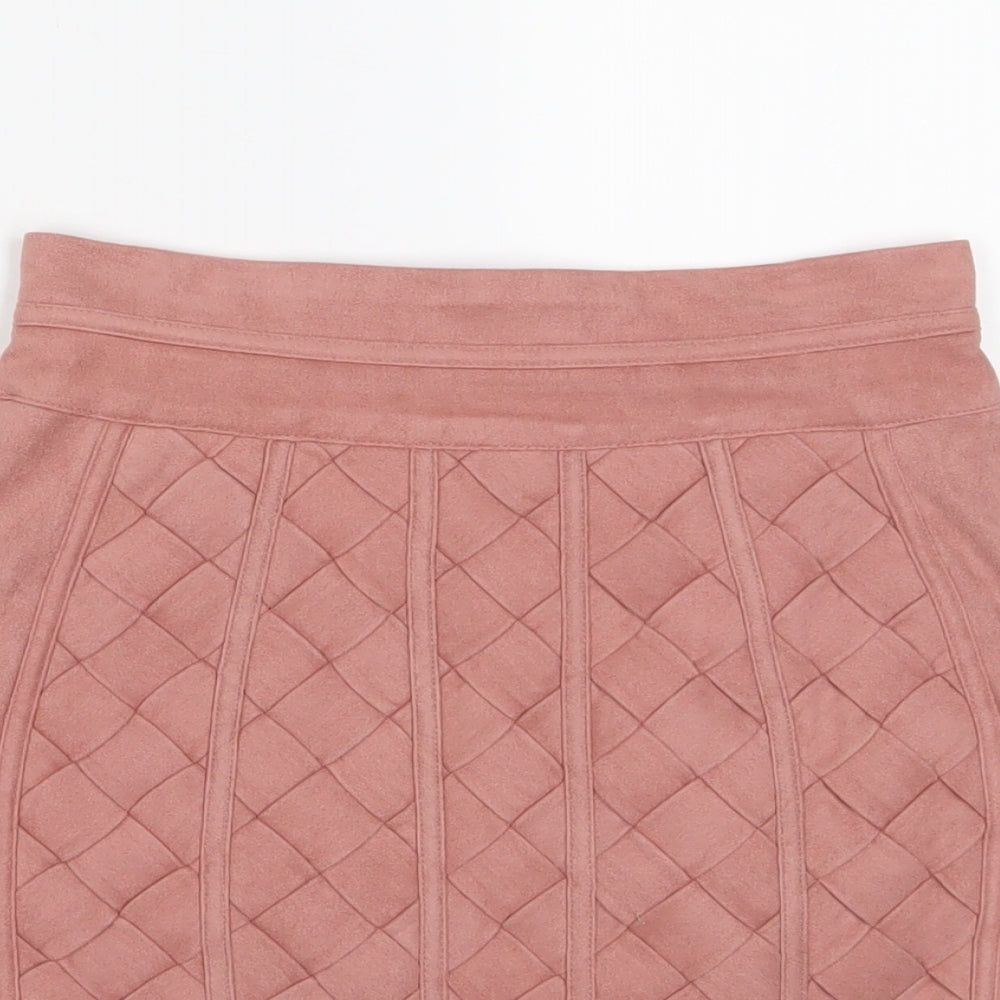 House of London Womens Pink Polyester A-Line Skirt Size S Zip