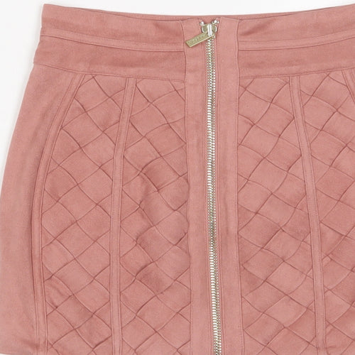 House of London Womens Pink Polyester A-Line Skirt Size S Zip