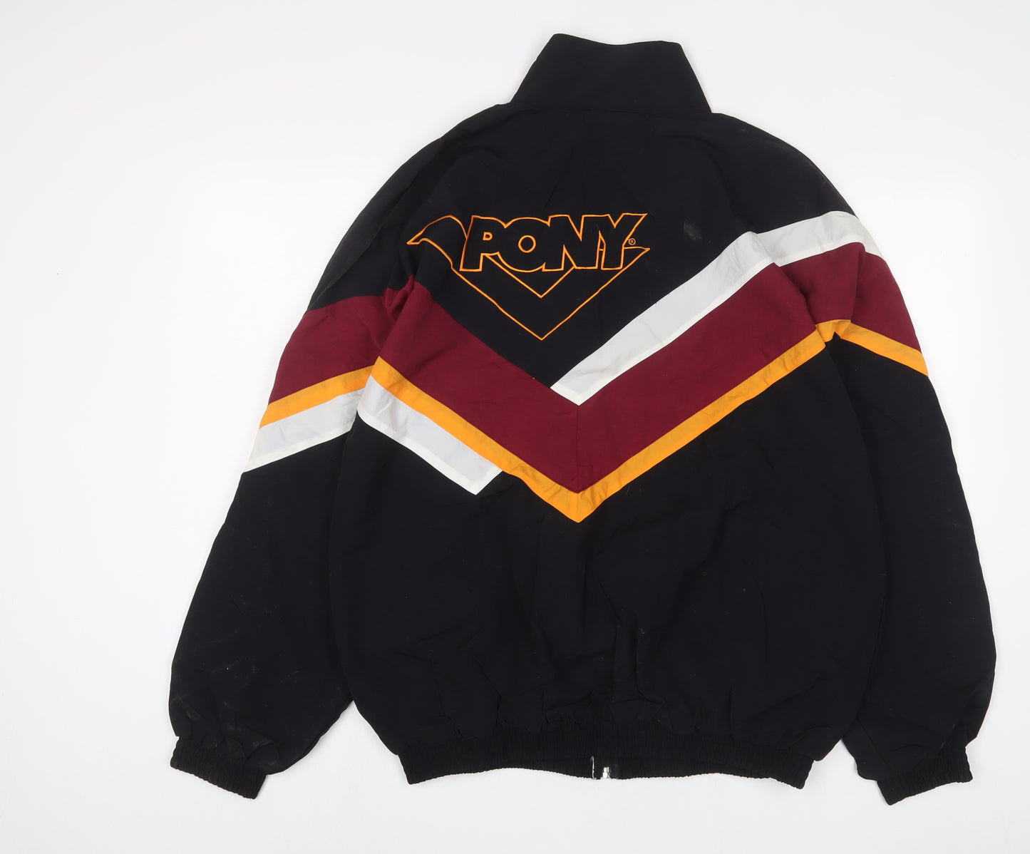 PONY Mens Black Striped Jacket Size M Zip