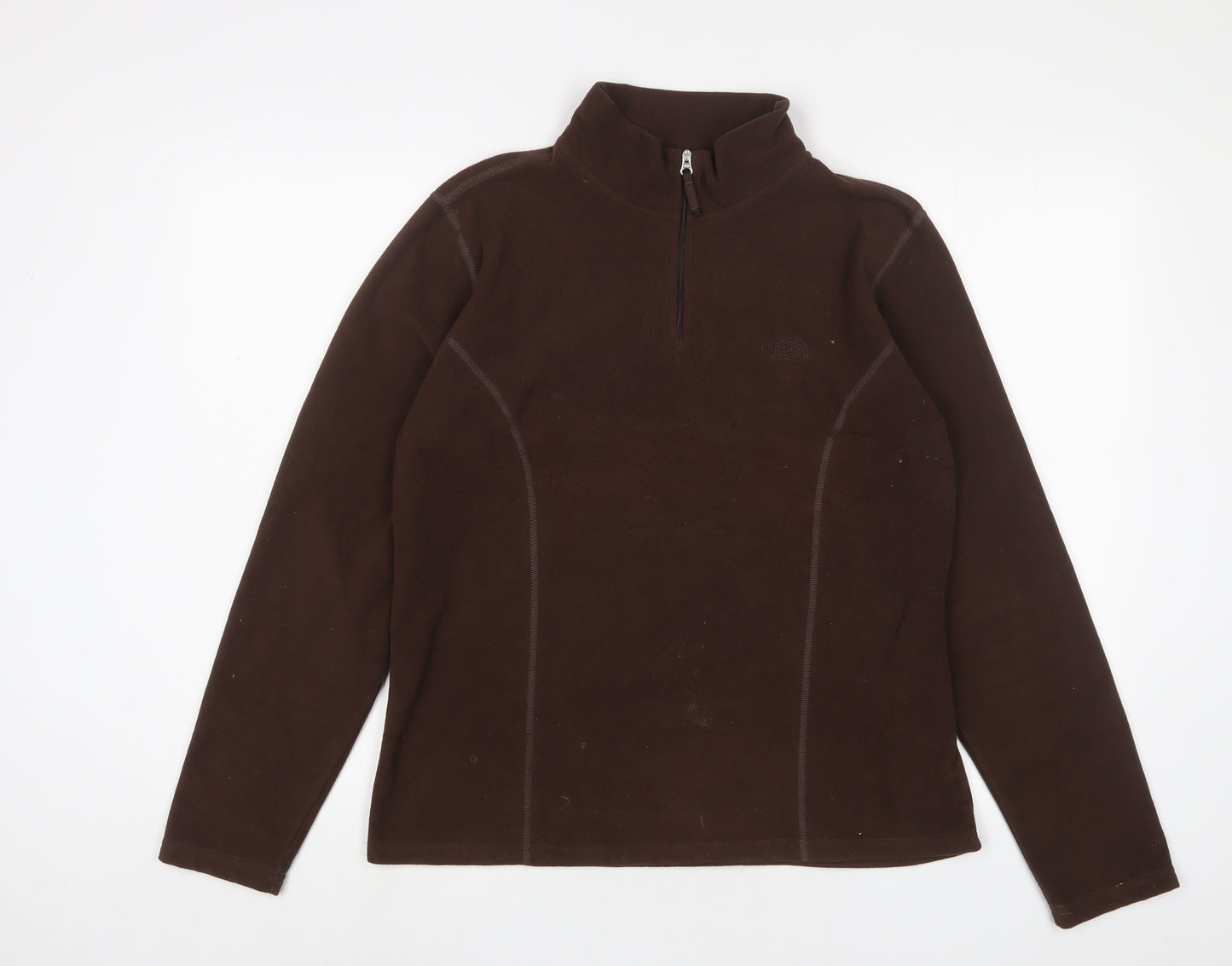 The North Face Womens Brown Polyester Pullover Sweatshirt Size XL Zip - Logo, Embroidered
