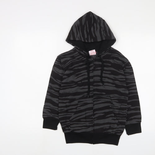 Bubble Boys Grey Animal Print Cotton Full Zip Hoodie Size 8 Years Zip