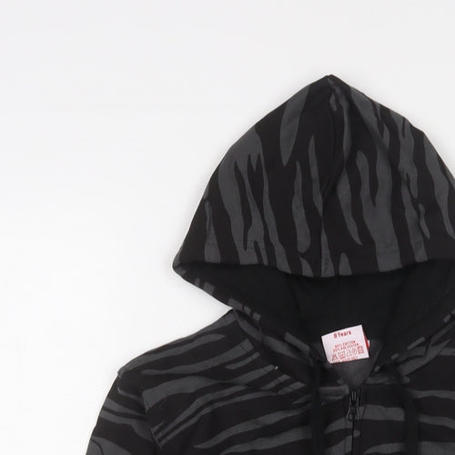 Bubble Boys Grey Animal Print Cotton Full Zip Hoodie Size 8 Years Zip