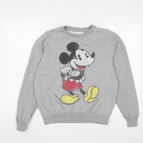 Mickey Mouse Womens Grey Cotton Pullover Sweatshirt Size 8 Pullover