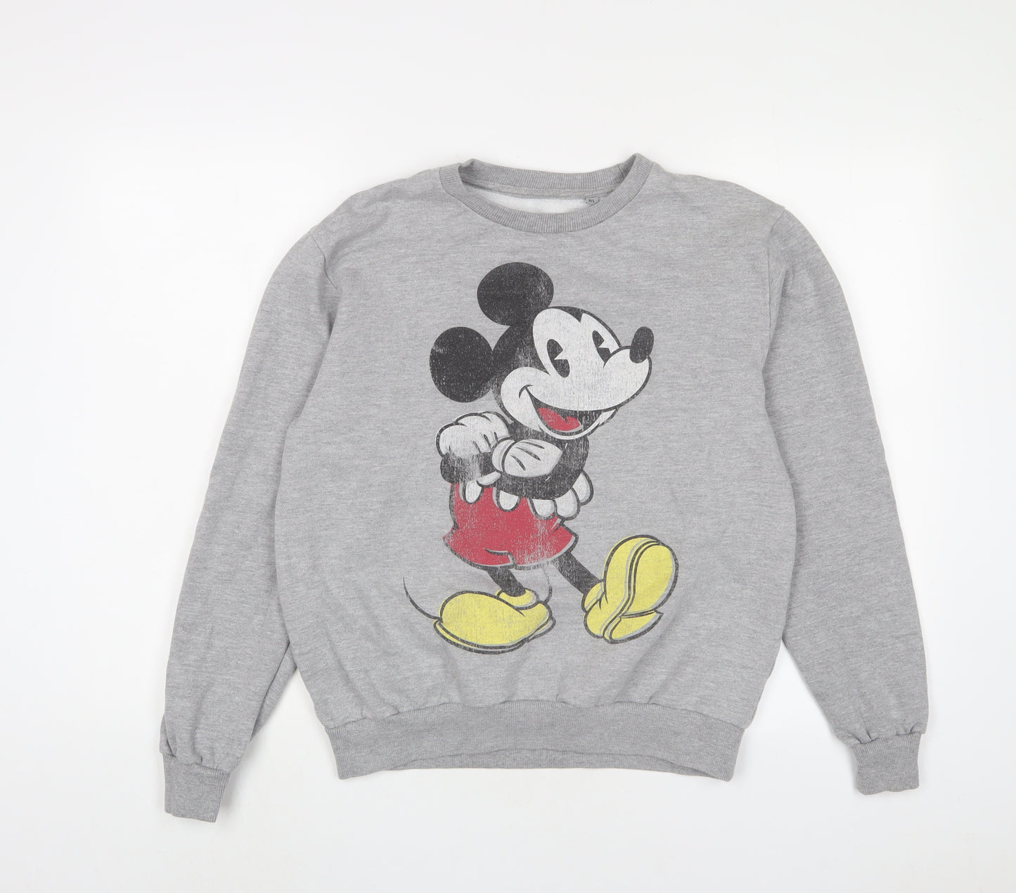 Mickey Mouse Womens Grey Cotton Pullover Sweatshirt Size 8 Pullover