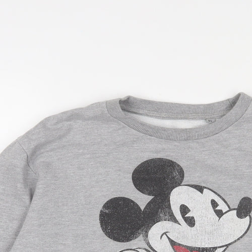 Mickey Mouse Womens Grey Cotton Pullover Sweatshirt Size 8 Pullover