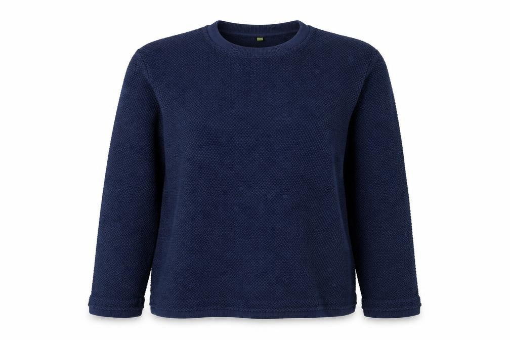 Front view of TEEMIL women’s blue cotton pullover sweatshirt, size XL, pullover