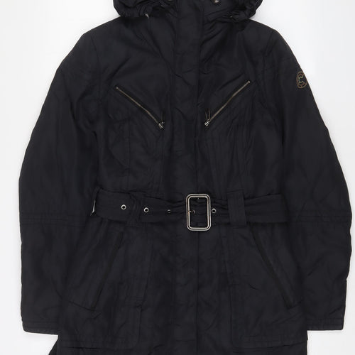 Greenstone Womens Black Jacket Coat Size 8 Zip - Belted