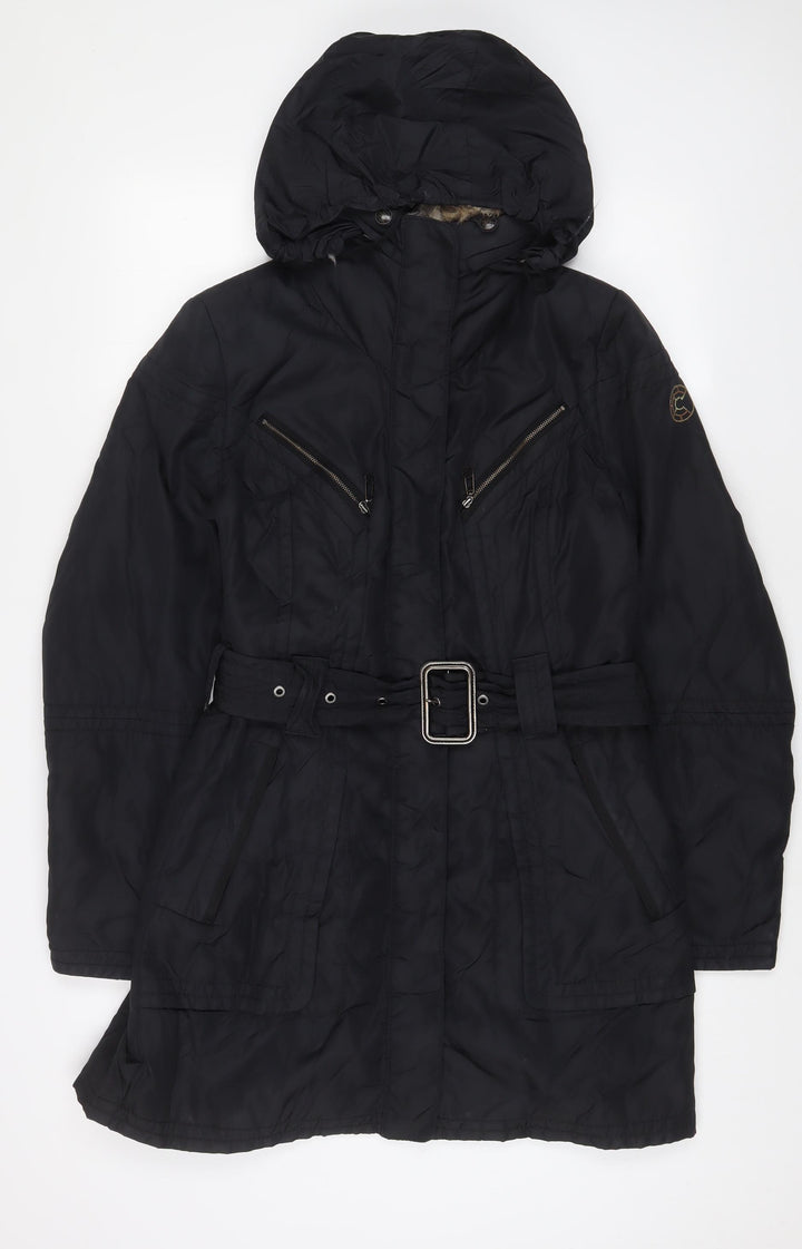 Greenstone Womens Black Jacket Coat Size 8 Zip - Belted